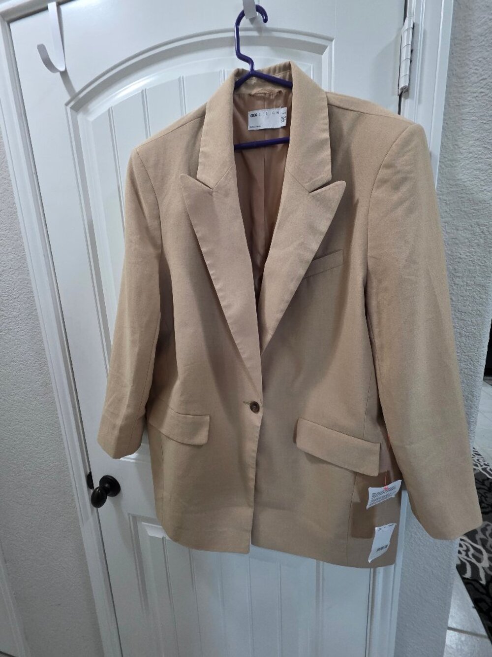 NWT ASOS DESIGN Curve Camel Longline Single Button Blazer US 16
